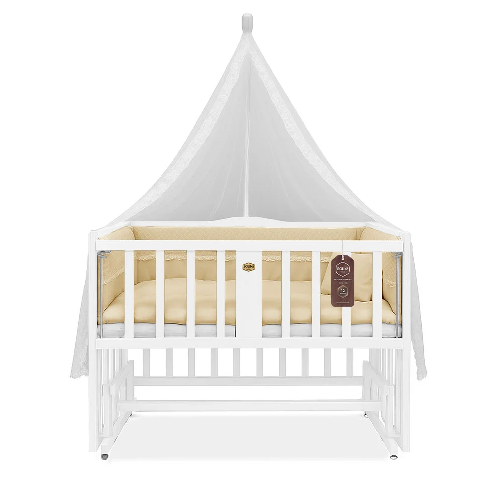 تخت کنار مادر چوبی سلیکا وود Solika wood مدل ساینا 90رنگ سفید با سرویس خواب کرم