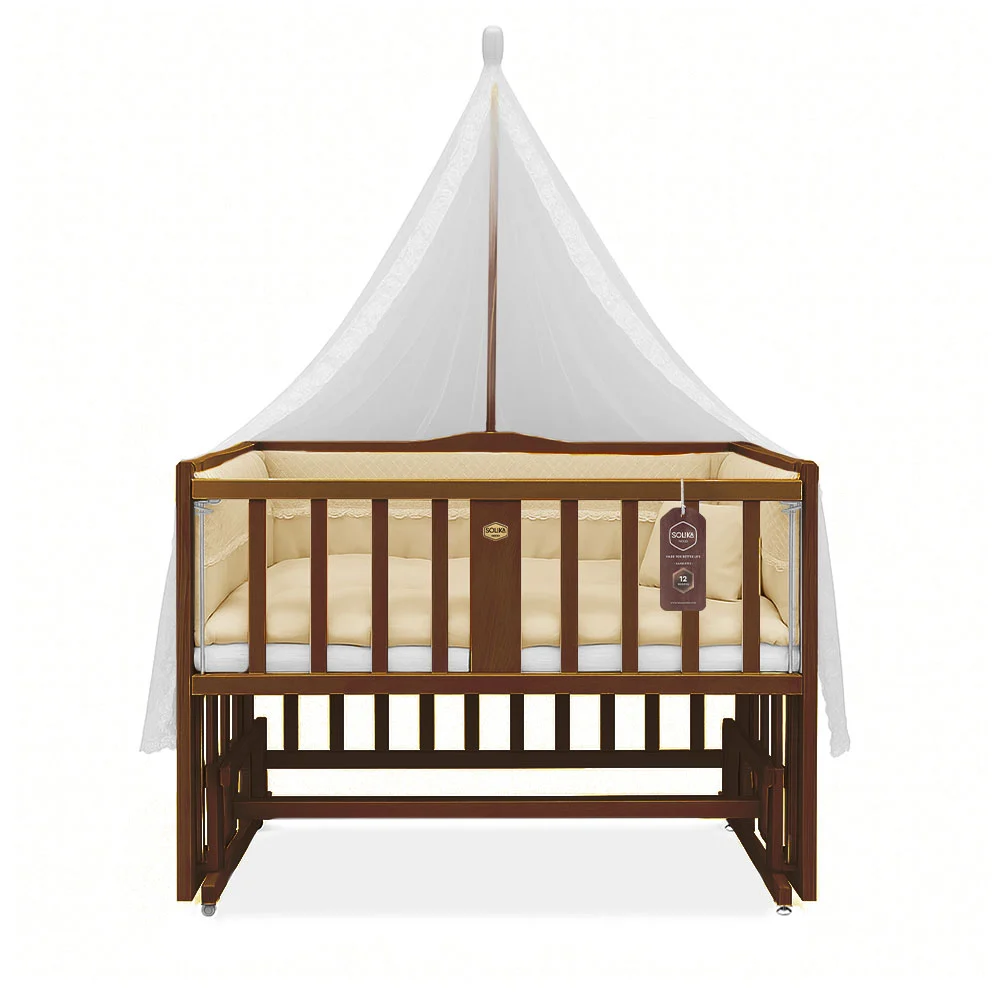 تخت کنار مادر چوبی سلیکا وود Solika wood مدل ساینا 90رنگ فندقی با سرویس خواب کرم