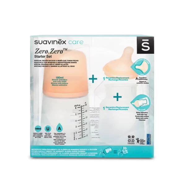 شیشه شیر 270 میل زیرو سواوینکس Suavinex با سیلیکون و سرشیشه اضافه