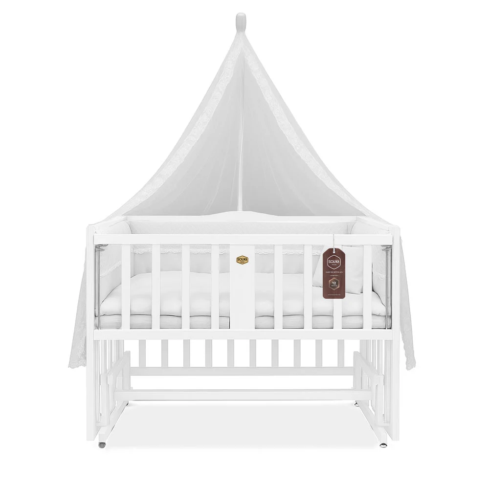 تخت کنار مادر چوبی سلیکا وود Solika wood مدل ساینا 105 رنگ سفید با سرویس خواب سفید