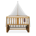 تخت کنار مادر چوبی سلیکا وود Solika wood مدل ساینا 105 رنگ تیک با سرویس خواب سفید