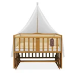 تخت کنار مادر چوبی سلیکا وود Solika wood مدل ساینا 105 رنگ تیک با سرویس خواب کرم