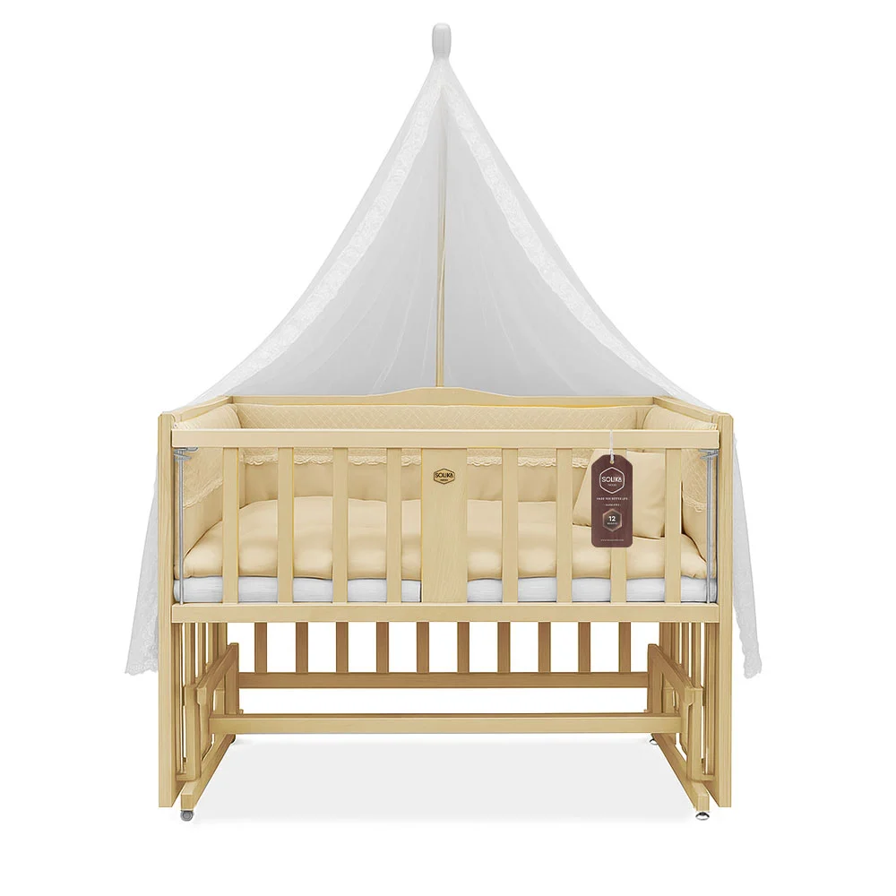 تخت کنار مادر چوبی سلیکا وود Solika wood مدل ساینا 105 رنگ چوب با سرویس خواب کرم