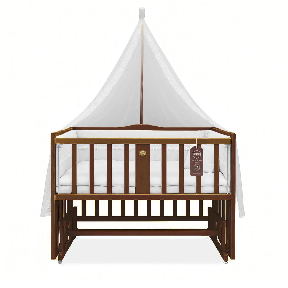 تخت کنار مادر چوبی سلیکا وود Solika wood مدل ساینا 105 رنگ فندقی با سرویس خواب سفید