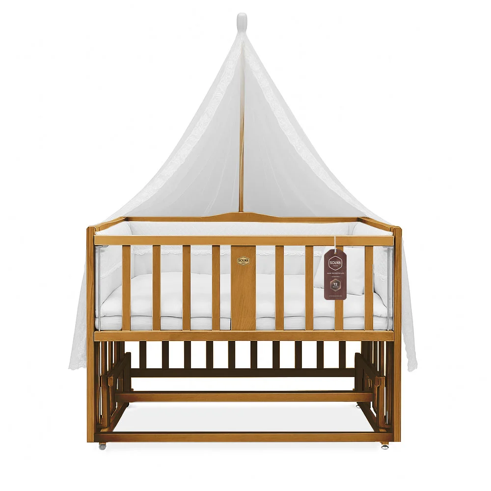 تخت کنار مادر چوبی سلیکا وود Solika wood مدل ساینا 120 رنگ تیک با سرویس خواب سفید