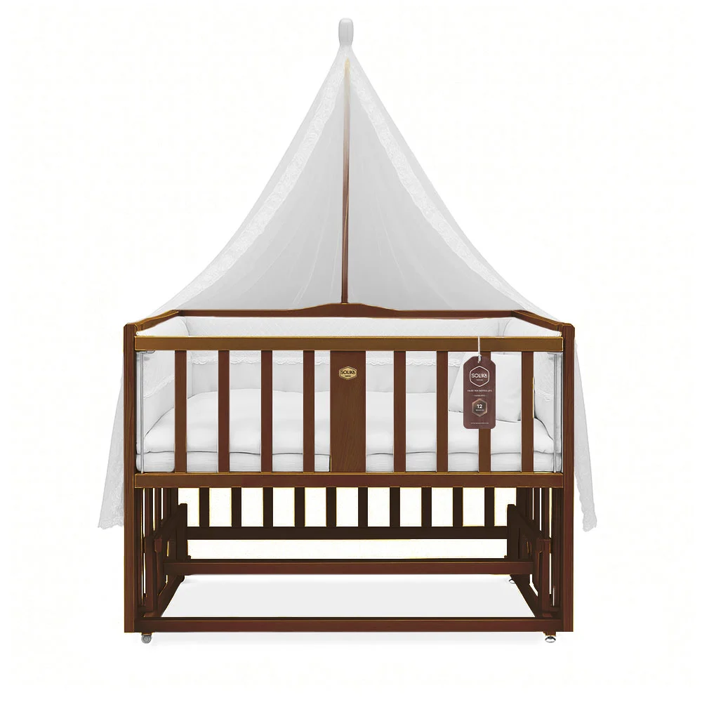 تخت کنار مادر چوبی سلیکا وود Solika wood مدل ساینا 120 رنگ فندقی با سرویس خواب سفید