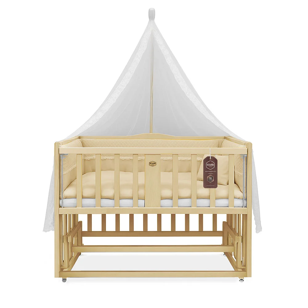 تخت کنار مادر چوبی سلیکا وود Solika wood مدل ساینا 120 رنگ چوب با سرویس خواب کرم