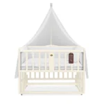 تخت کنار مادر چوبی سلیکا وود Solika wood مدل ساینا 120 رنگ کرم با سرویس خواب سفید