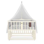 تخت کنار مادر چوبی سلیکا وود Solika wood مدل ساینا 120 رنگ کرم با سرویس خواب طوسی