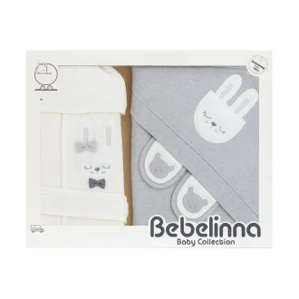 ست حوله نوزاد 4 تکه ببلینا Bebelinna طرح خرگوش طوسی